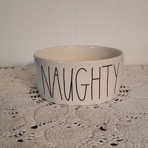 EUC Rae Dunn Pet Bowl / Pet Dish - "NAUGHTY"